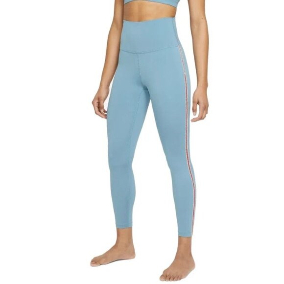 NIKE YOGA TRAINING Size XXL CROCHET EDGE HIGH RISE 7/8 TIGHTS Blue DA1037-424 - Picture 6 of 6